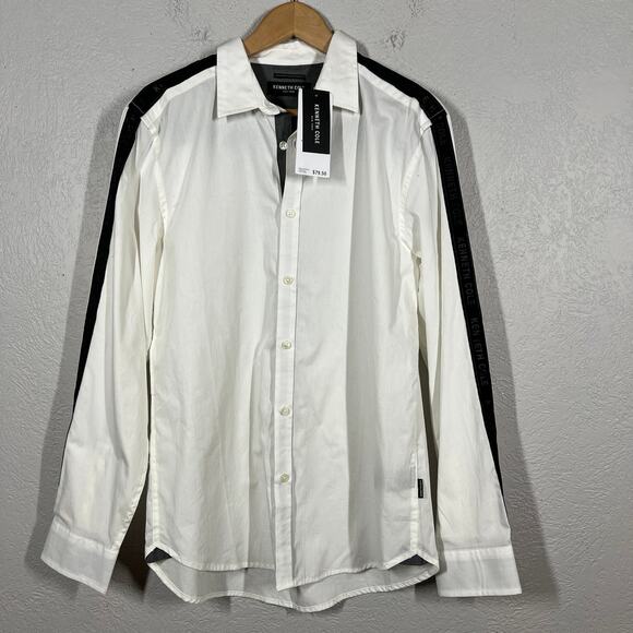 NEW! Kenneth Cole Button Up Dress Shirt Long Sleeve Tuxedo Stripe - M - Picture 6 of 6